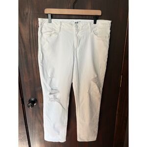 Paige Brigitte White Distressed Cropped Boyfriend Jeans Womens Size 32
